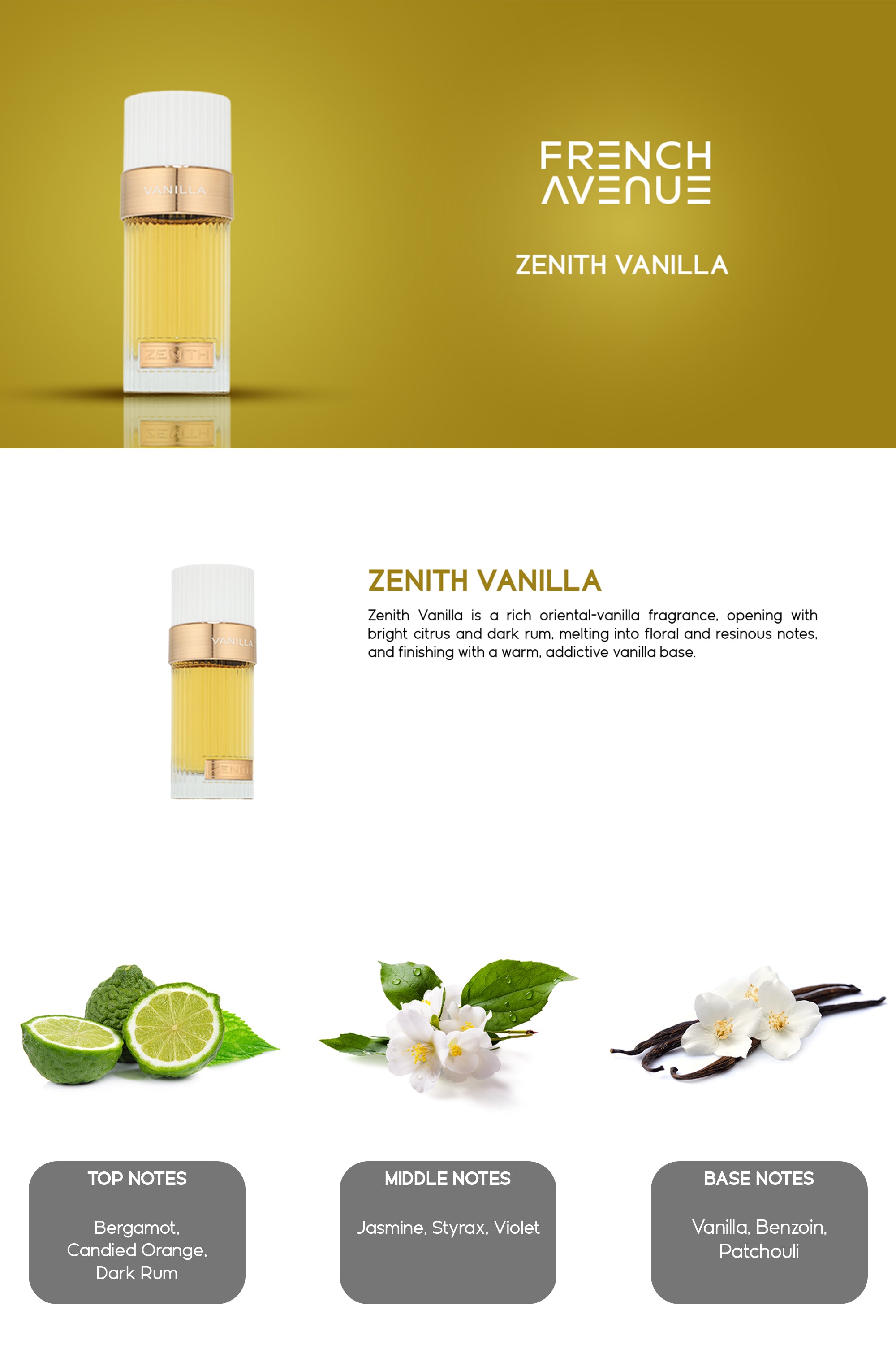 Zenith Vanilla By French Avenue | Edp Perfume for Men & Women